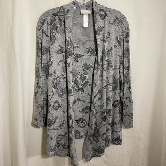 Alfred Dinner 2X One Piece Cardigan Over Connected Tank Grays With Silver Accent - Picture 1 of 8